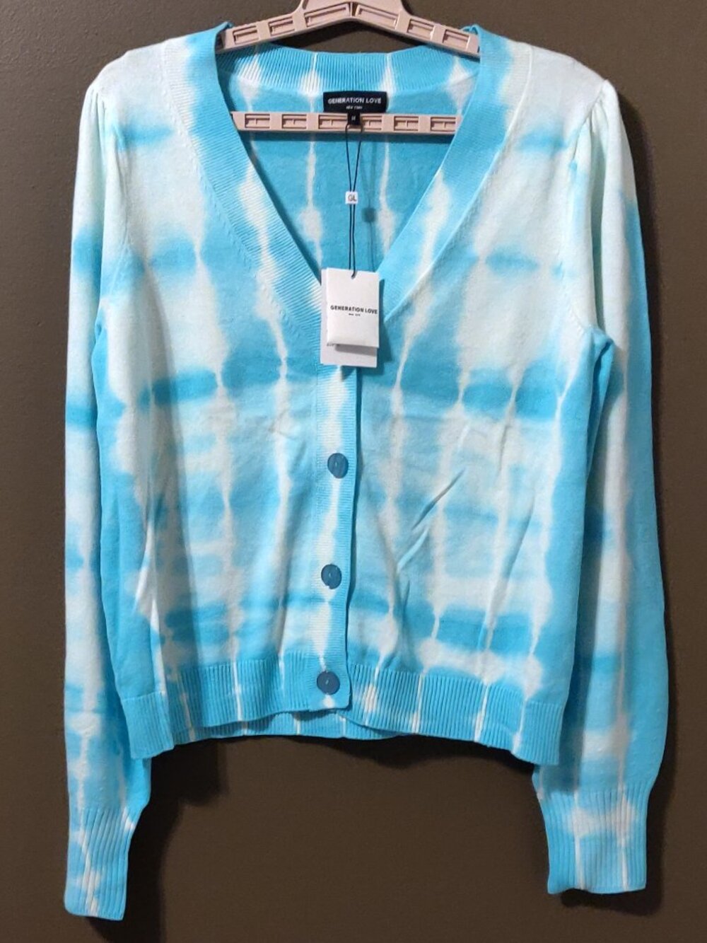 Generation Love Coco Tie Dye Cardigan Turquoise Blue MEDIUM NEW WITH TAGS